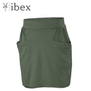 EUC Ibex Wool Market Skirt With Pockets Sz Medium Sequoia Green